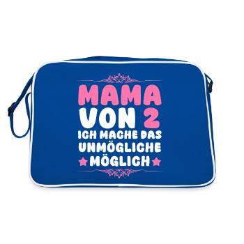 Mama Von 2 Kindern - Retro Tasche - Blau/Weiß - Hinten