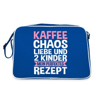 Mama Von 2 Kindern - Retro Tasche - Blau/Weiß - Hinten
