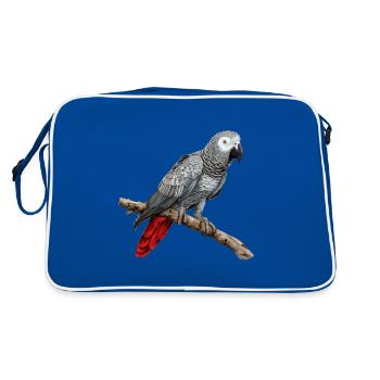 african grey parrot - Retro Tasche - Blau/Weiß - Hinten