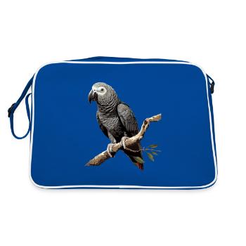 african grey parrot - Retro Tasche - Blau/Weiß - Hinten
