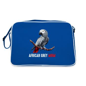 african grey parrot - Retro Tasche - Blau/Weiß - Hinten