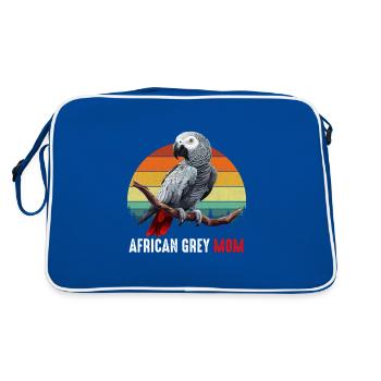 african grey parrot - Retro Tasche - Blau/Weiß - Hinten