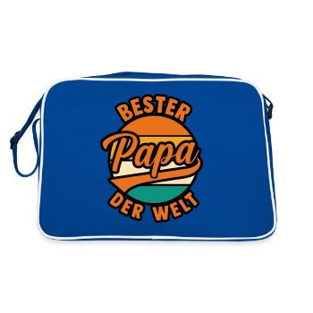 Beste Papa Der Welt - Retro Tasche - Blau/Weiß - Hinten