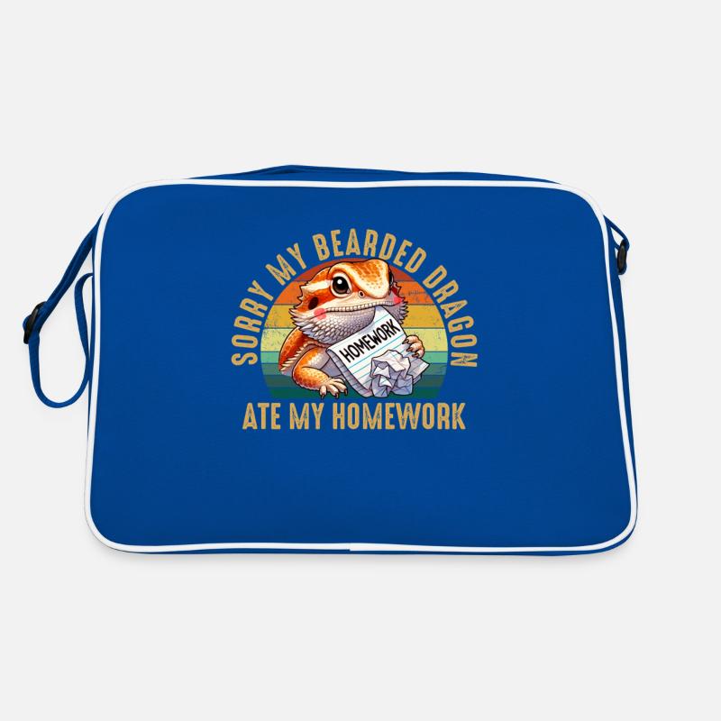 bearded dragon ate my homework, reptile bearded Retro Tasche