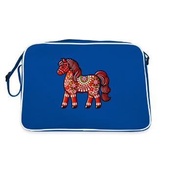 Swedish Dala Horse, Scandinavian sverige sweden - Retro Tasche - Blau/Weiß - Hinten