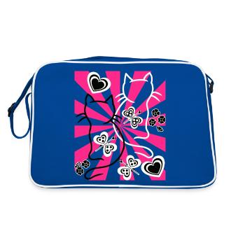 Retro Cats Cat Vintage Old School - Retro Bag - blue/white - Back