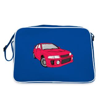 Retro rotes Auto - Retro Tasche - Blau/Weiß - Hinten