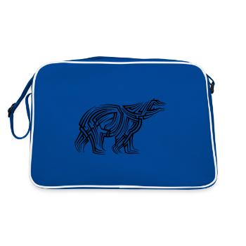 Eisbär Tribal Tattoo - Retro Tasche - Blau/Weiß - Hinten