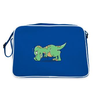 T-Rex Hates Push-ups Push-ups Funny Humor - Retro Bag - blue/white - Back