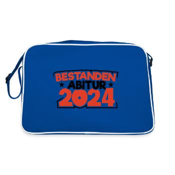 Abitur 2024 Abireise Abifeier Abifahrt Abiturient - Retro Tasche - Blau/Weiß - Hinten