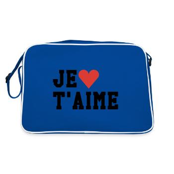 Je T'aime - Retro Tasche - Blau/Weiß - Hinten