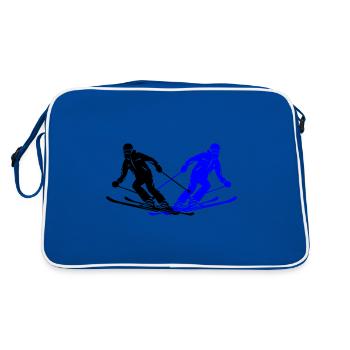 Skiing Skiing Man Silhouette - Retro Bag - blue/white - Back