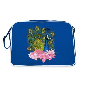Pfau - Retro Tasche - Blau/Weiß - Hinten