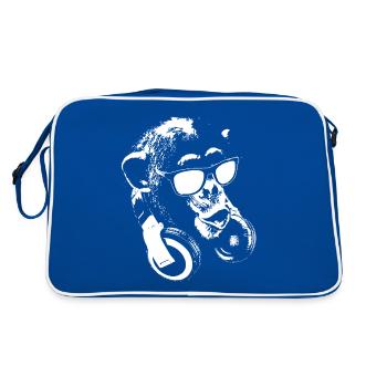 Affe DJ Weiß - Retro Tasche - Blau/Weiß - Hinten
