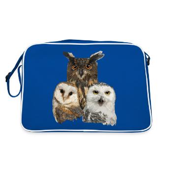 Owls - Retro Bag - blue/white - Back