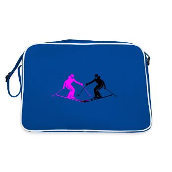 Skiing Skiing Woman Silhouette - Retro Bag - blue/white - Back