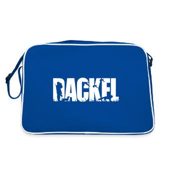DACKEL Jagdhund - Retro Tasche - Blau/Weiß - Hinten