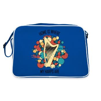 Harp Gift Musical Instrument Musician Plucking - Retro Bag - blue/white - Back