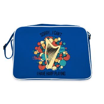 Harp Gift Musical Instrument Musician Plucking - Retro Bag - blue/white - Back