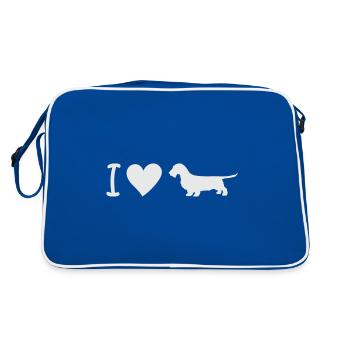 J'adore les teckels à poil dur - J'adore les teckels à poil dur - Sac Retro - bleu/blanc - Dos