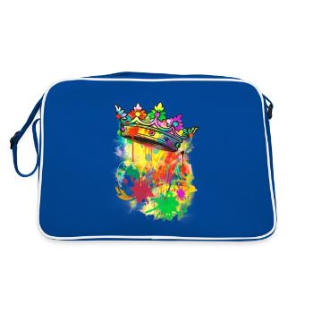 Krone in bunt - Retro Tasche - Blau/Weiß - Hinten