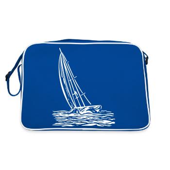 Segelboot am Wind - Retro Tasche - Blau/Weiß - Hinten
