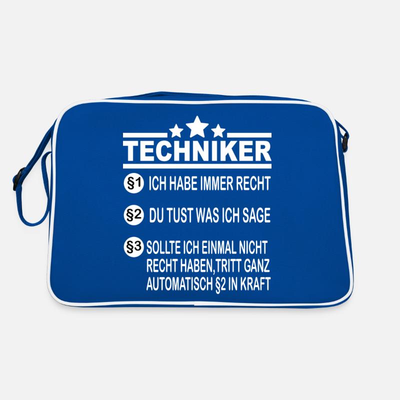 Techniker Schule Abschluss Fortbildung Ingenieur - Retro Tasche - Blau/Weiß