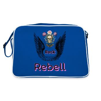 Rock Rebell - Retro Tasche - Blau/Weiß - Hinten