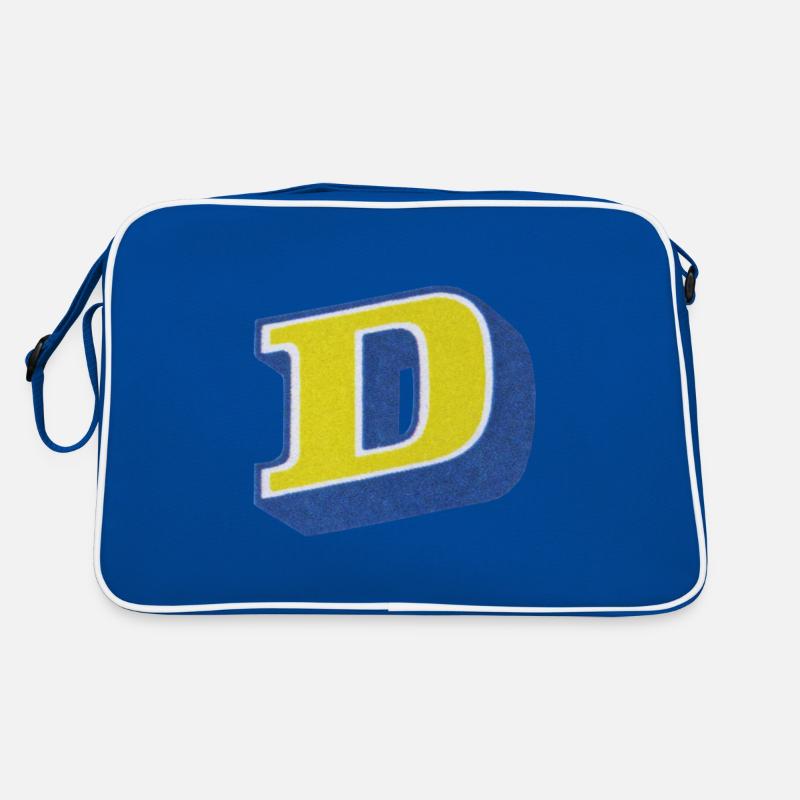 Buchstabe D Typografie - Retro Tasche - Blau/Weiß