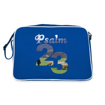 Psalm 23 Der Herr ist mein Hirte - Retro Tasche - Blau/Weiß - Hinten