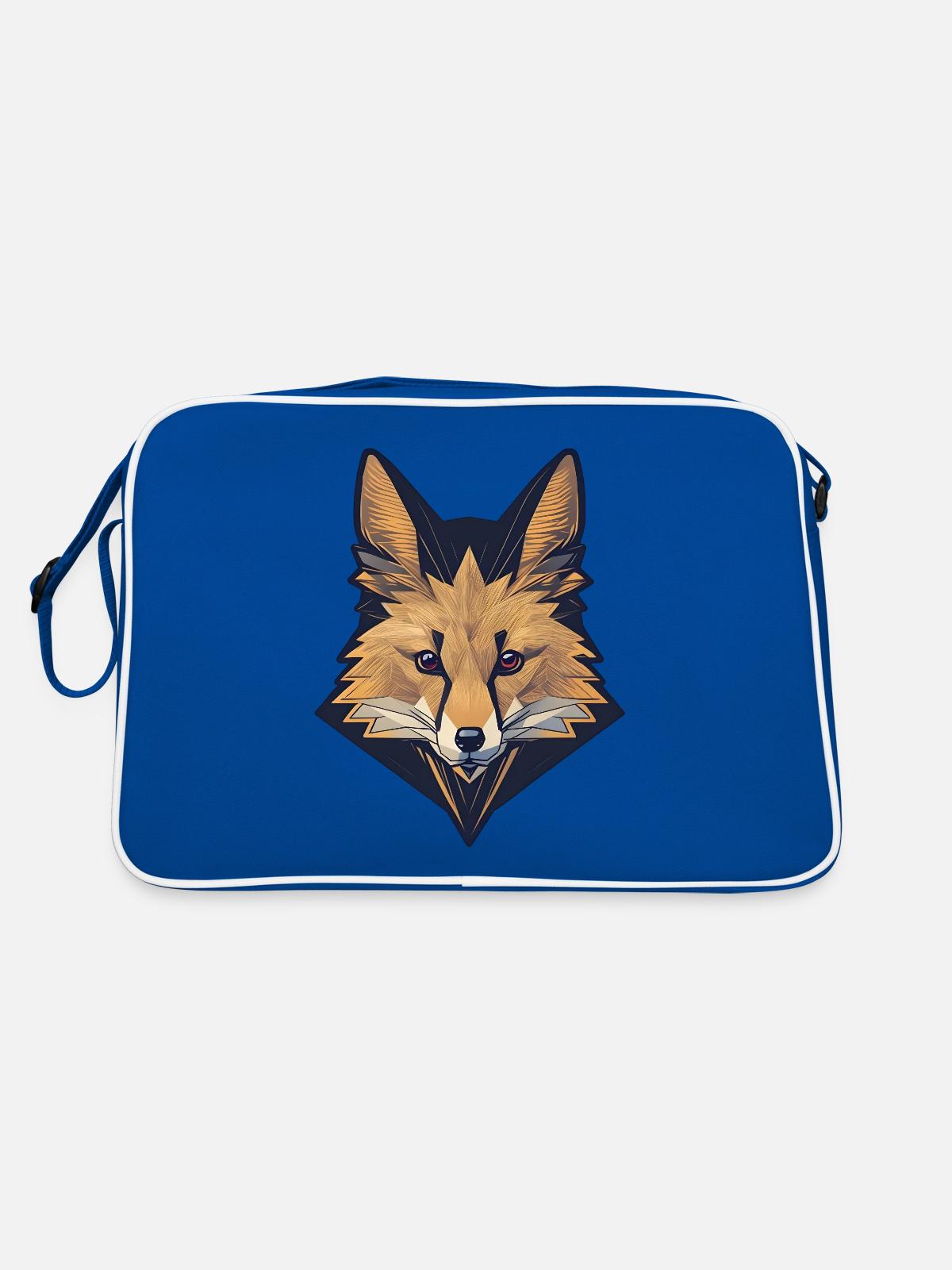 Simple Fox Head - Retro Bag - blue/white - Back