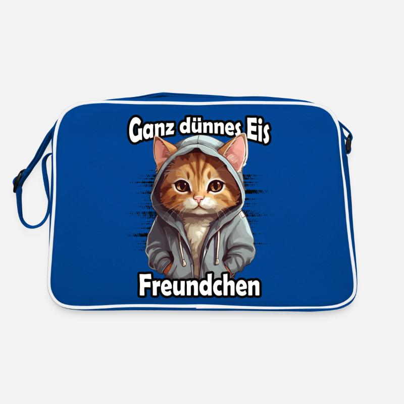 Ganz dünnes Eis Freundchen - Retro Tasche - Blau/Weiß