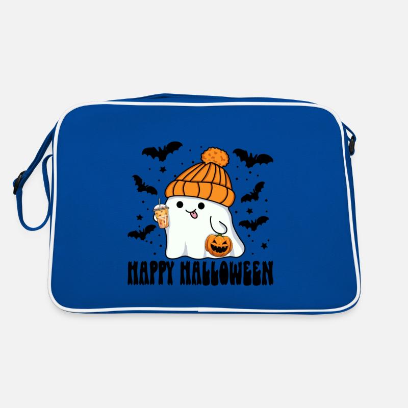 Halloween Ghost with Bubble Tea Jack-o-lantern Hat Retro Bag