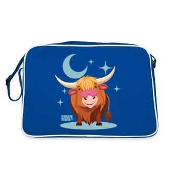 Highland Snooze Kuh - Retro Tasche - Blau/Weiß - Hinten