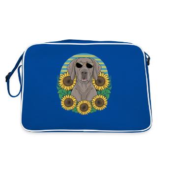 Chien de Braque de Weimar aux tournesols - Sac Retro - bleu/blanc - Dos