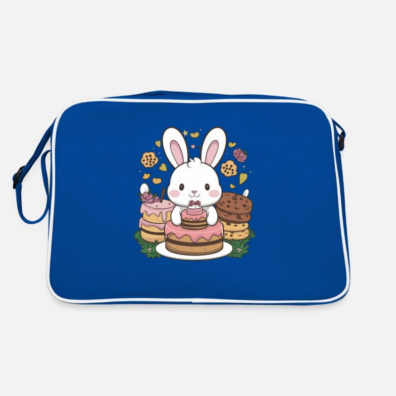 Dessin animé lapin kawaii avec des biscuits et un gâteau Sac Retro