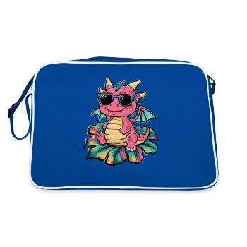 Dragon kawaii avec de grandes lunettes de soleil - Sac Retro - bleu/blanc - Dos
