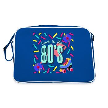 Back to the 80's - Rollschuhe - CD - buntes Design - Retro Tasche - Blau/Weiß - Hinten