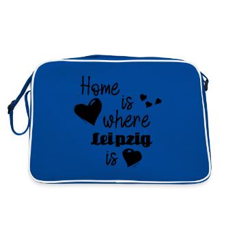 Zuhause in Leipzig - Home is where Leipzig is - Retro Tasche - Blau/Weiß - Hinten