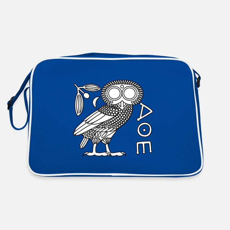 Chouette d'Athéna [Blanc + Tout] - Sac Retro - bleu/blanc