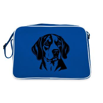 Beagle Hund Kopf - Retro Tasche - Blau/Weiß - Hinten