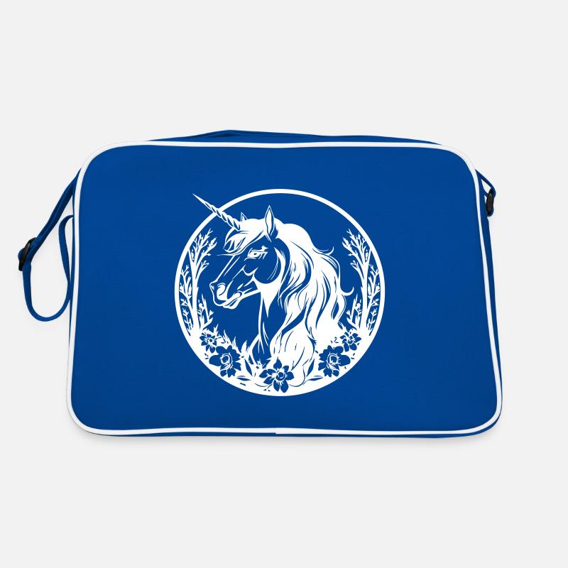 Einhorn - Retro Tasche - Blau/Weiß