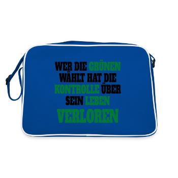 Witze Grüne Die Grünen Habeck Baerbock Partei - Retro Tasche - Blau/Weiß - Hinten