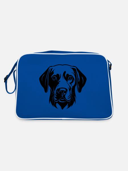 Labrador Dog Head - Retro Bag - blue/white - Back