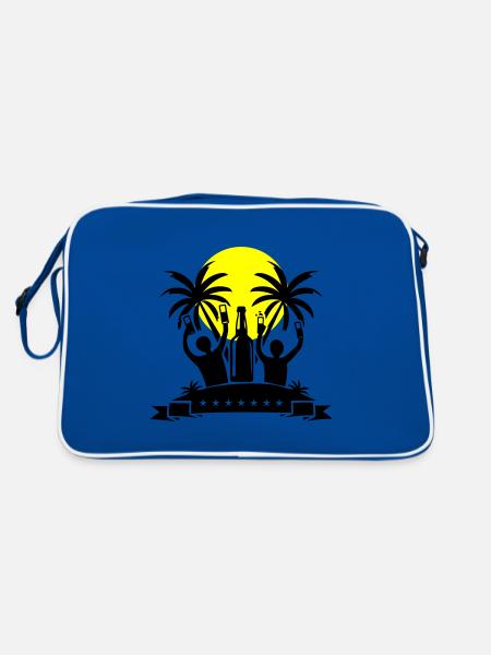 Insel Party Feiern Bier - Retro Tasche - Blau/Weiß - Hinten