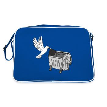 Paix - La colombe de la paix jette une bombe à la poubelle - Sac Retro - bleu/blanc - Dos