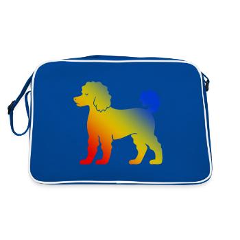 Caniche Chien Coloré - Sac Retro - bleu/blanc - Dos