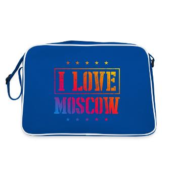 I Love Moskau - Retro Tasche - Blau/Weiß - Hinten
