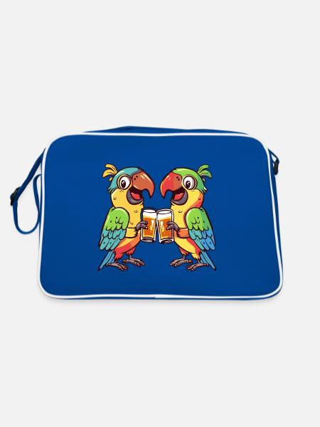 Papagai Comic Bière Drôle Alcool - Sac Retro - bleu/blanc - Dos