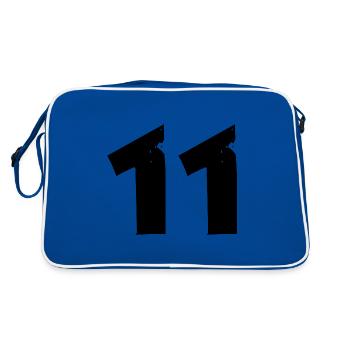 11 Zahl - Retro Tasche - Blau/Weiß - Hinten